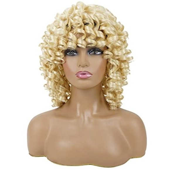 Blonde Afro Curly Short Bob Wig - Picture 1 of 2